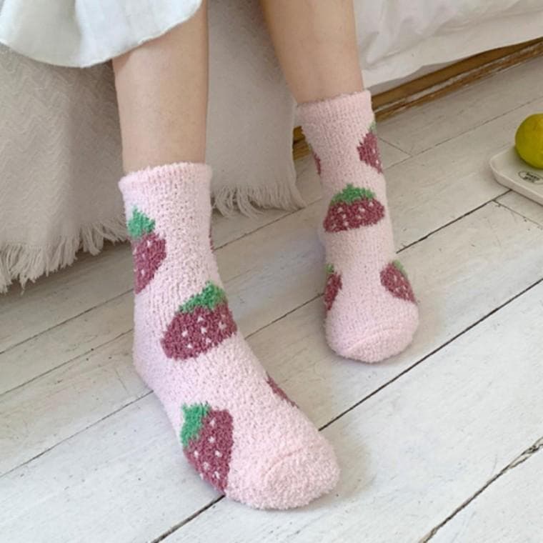 파스텔 수면양말 5개 1세트 과일플라워 방한 보온 양말 데일리