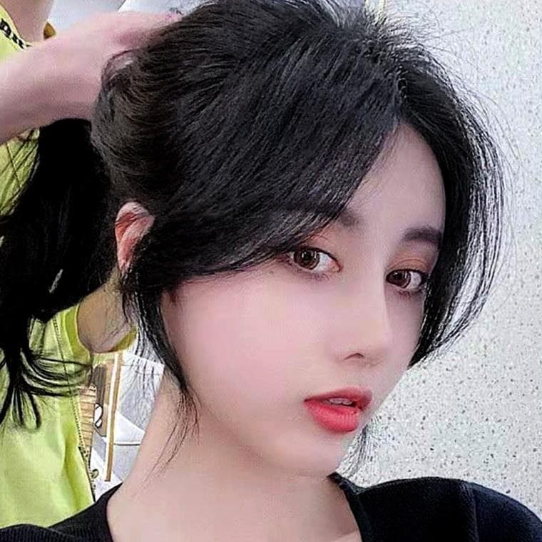 똑딱 옆머리 부분가발 C컬 5p 여자가발 블랙