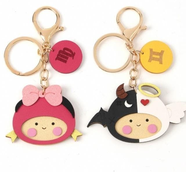 우정 커플템 가방고리 열쇠고리 키링 2종세트(쌍둥이자리 처녀자리) DP72191