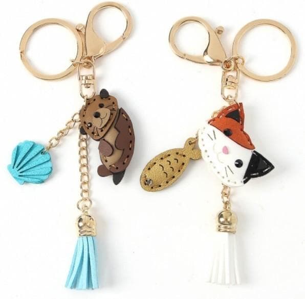 우정 커플템 가방고리 열쇠고리 키링 2종세트(해달과 고양이) DP72193
