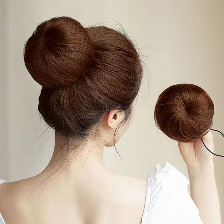 여성가발 똥머리 헤어망 가발(라이트브라운)