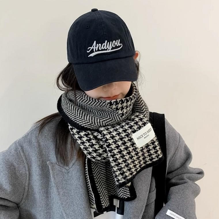 여성 하운드 체크 머플러 니트 목도리