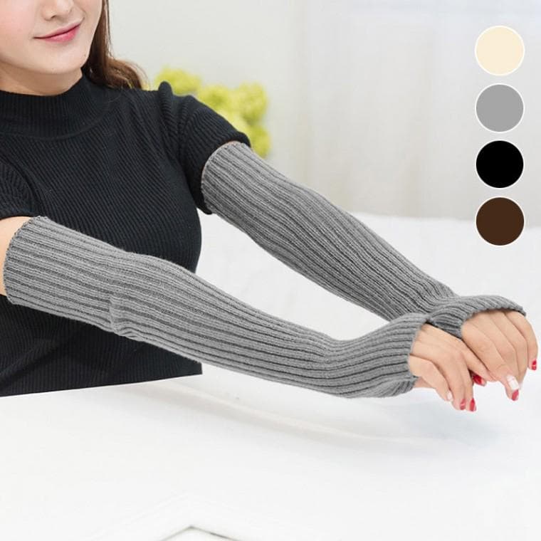 사무실 직장인 윈터 암워머 와이드 골지 니트 팔토시