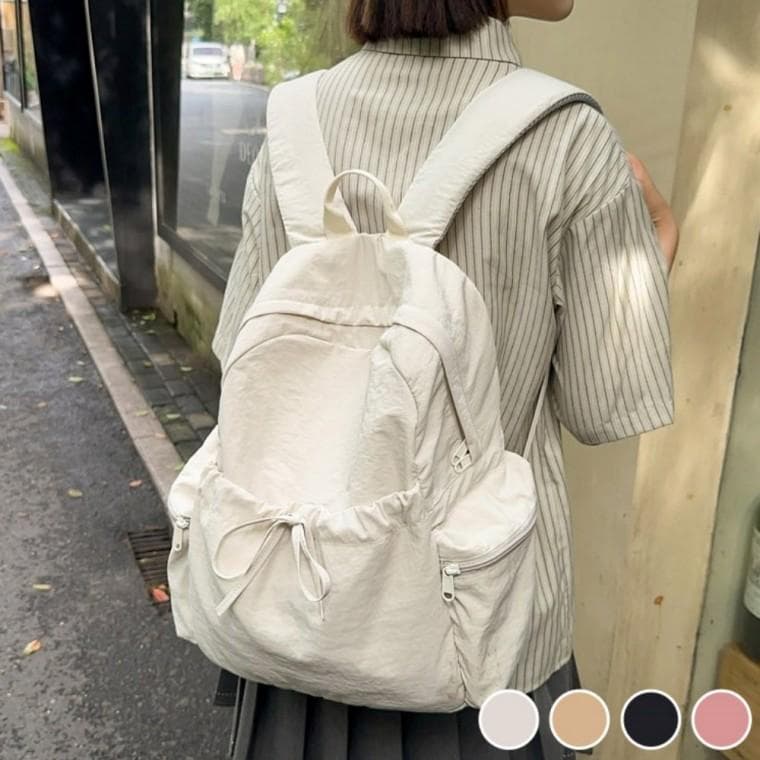예쁜 셔링 리본 포인트 데일리 가벼운 경량 여성 백팩