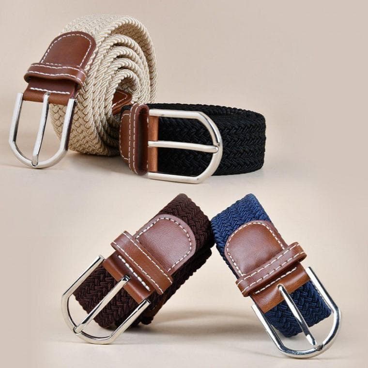 남성 여성 노 타공 신축성 스판 꽈배기 캔버스 벨트 청바지 면바지 여자 남자 캐주얼