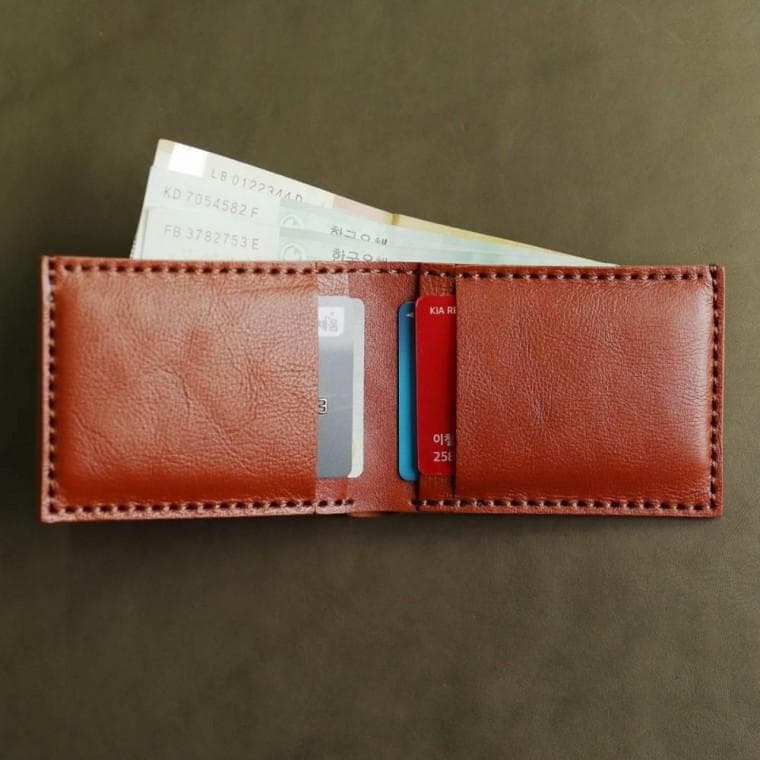 지폐 높이 미니 가죽 지갑 브라운