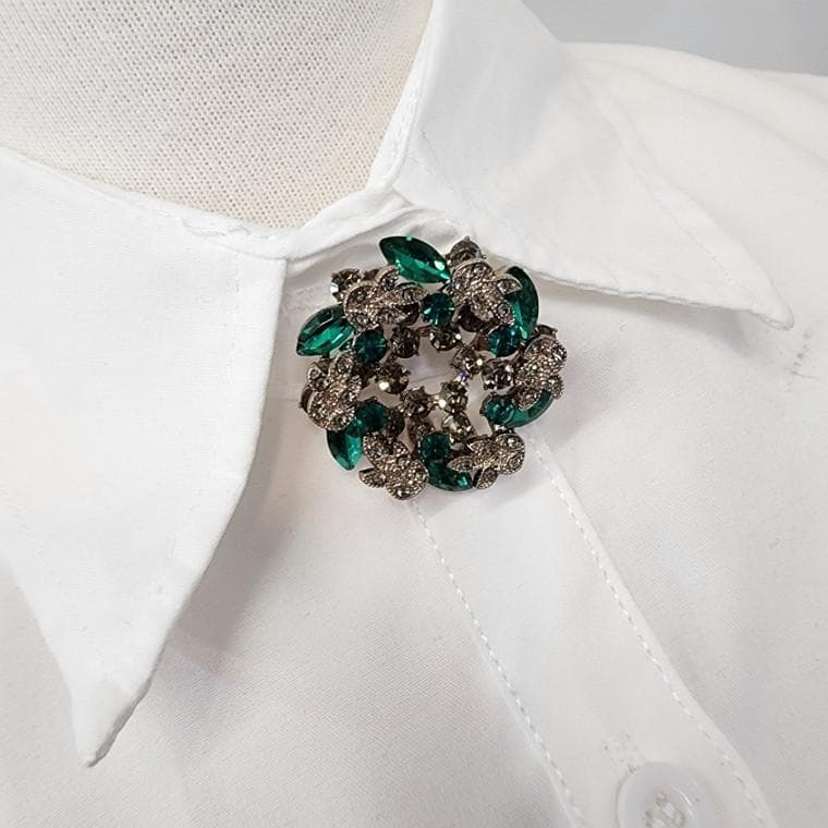 꽃모양 큐빅 브로치 여성 코사지