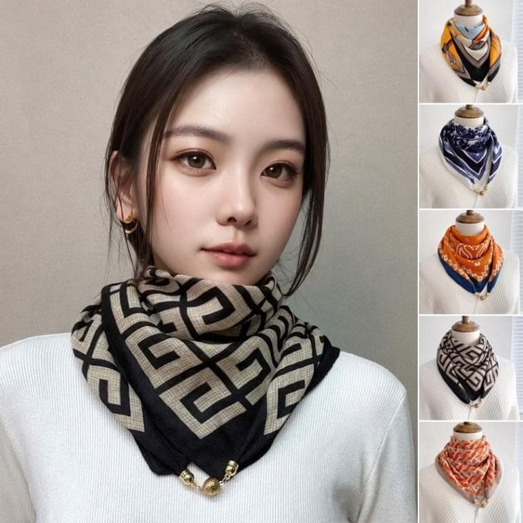 여성 자석 머플러 데일리 패턴 스카프