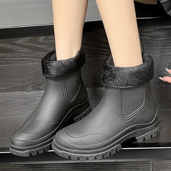 여성 높은굽 기모내피 탈부착 털 레인부츠 TAIN32