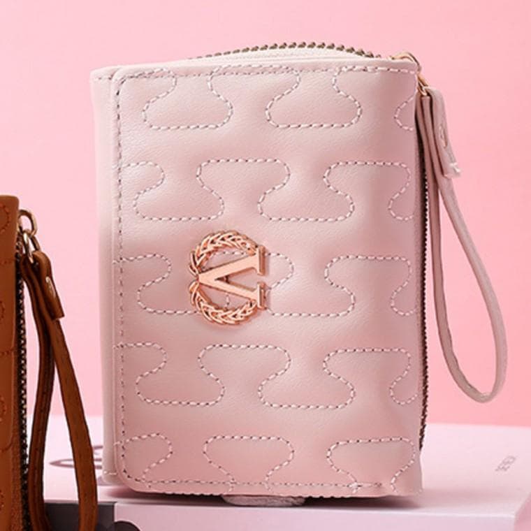 학생지갑 브이장식 PU 미니 반지갑 다용도 카드지갑