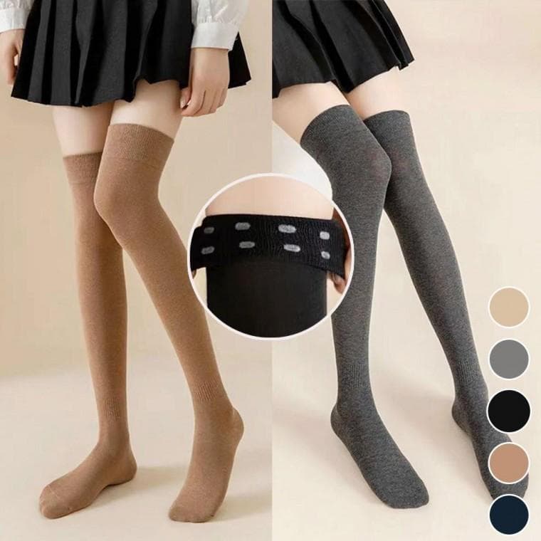 벗겨짐 방지 실리콘 쫀쫀한 오버 니삭스 겨울 롱오버 스타킹