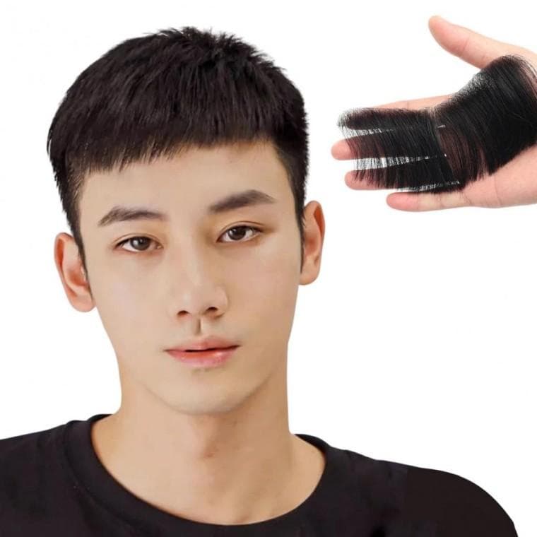 붙이는 인모 헤어라인 부분가발(접착면1.2cm) 16x8cm