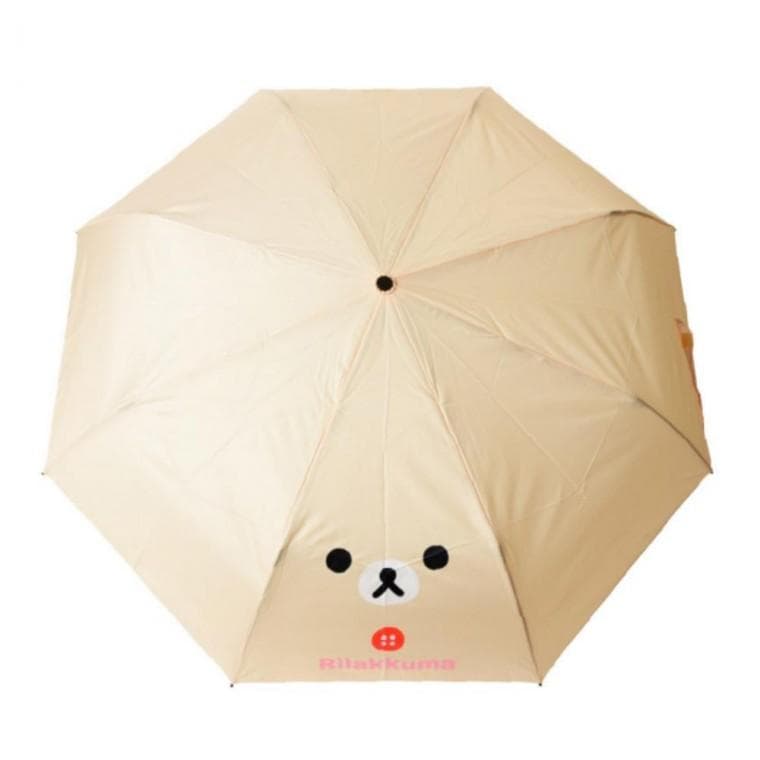 캐릭터 얼굴 3단 수동 우산 장우산 아이보리